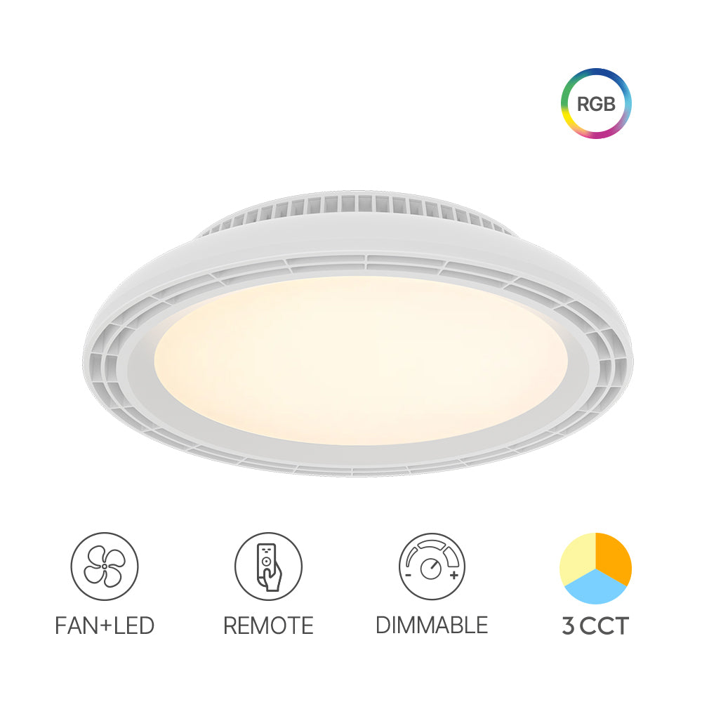 Lustra LED 3CCT Dimabila cu Ventilator si Telecomanda Alba RGB