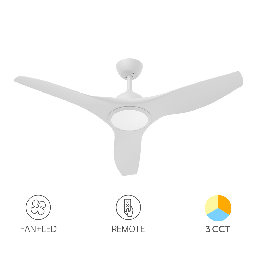 Lustra LED 3CCT MILOK White cu Ventilator Echivalent 250W Telecomanda