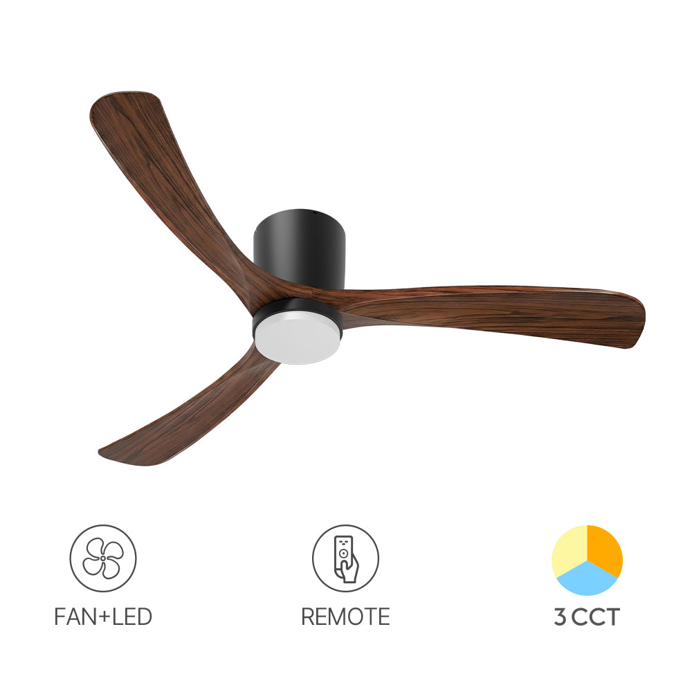 Lustra LED 3CCT GREGO cu Ventilator Black & Brown Echivalent 200W Telecomanda