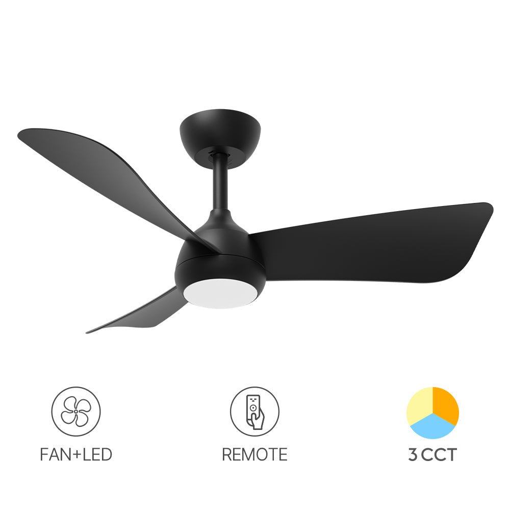 Lustra LED 3CCT SOLYA Black cu Ventilator Echivalent 200W Telecomanda