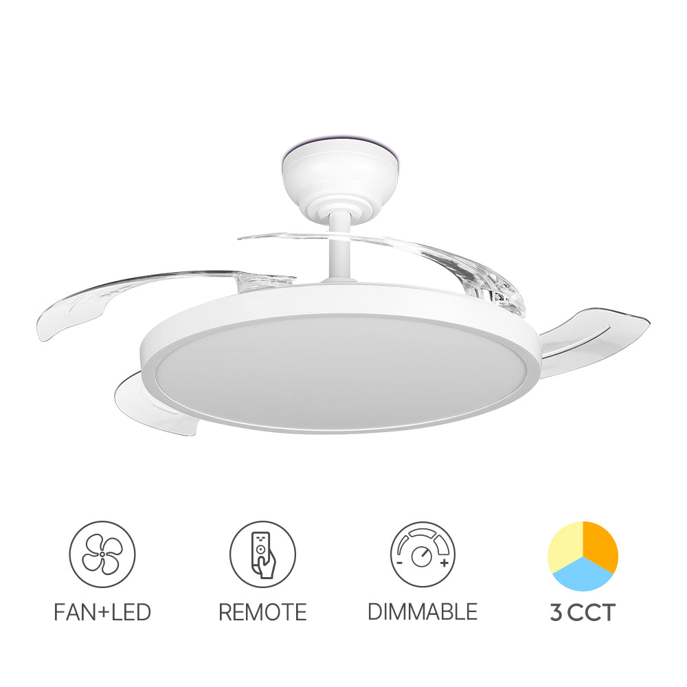 Lustra LED FANCY White, 3160lm, 3 lumini, Ventilator si Telecomanda Premium