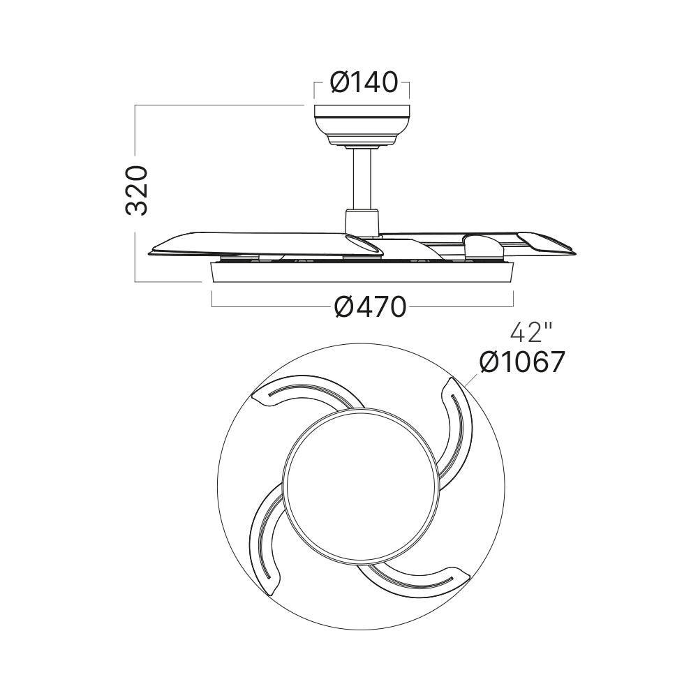 Lustra LED 3CCT Dimabila cu Ventilator si Telecomanda Neagra