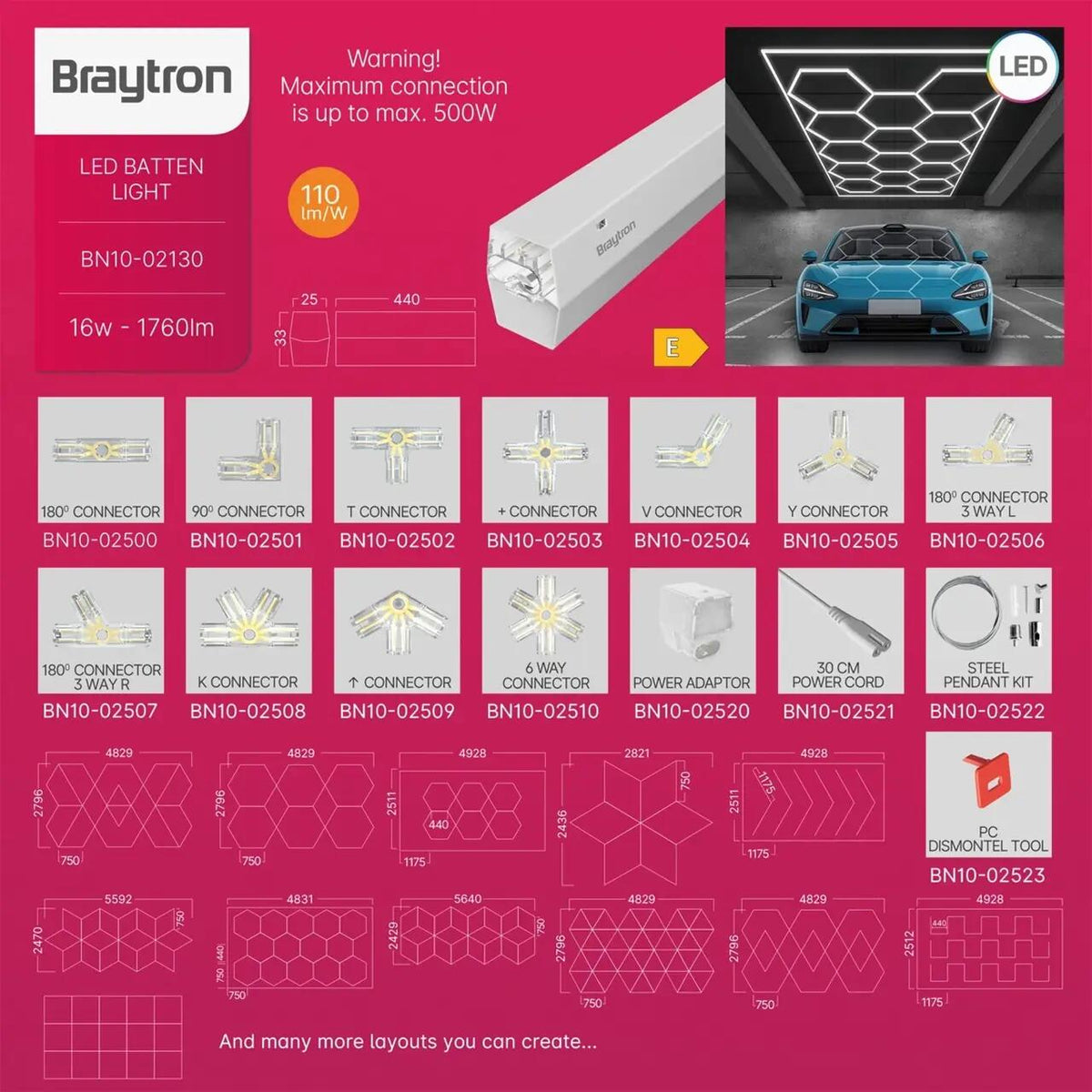Corp LED Liniar HEGZA 16W Modular Interconectabil 6500K | IP20 | 117CM