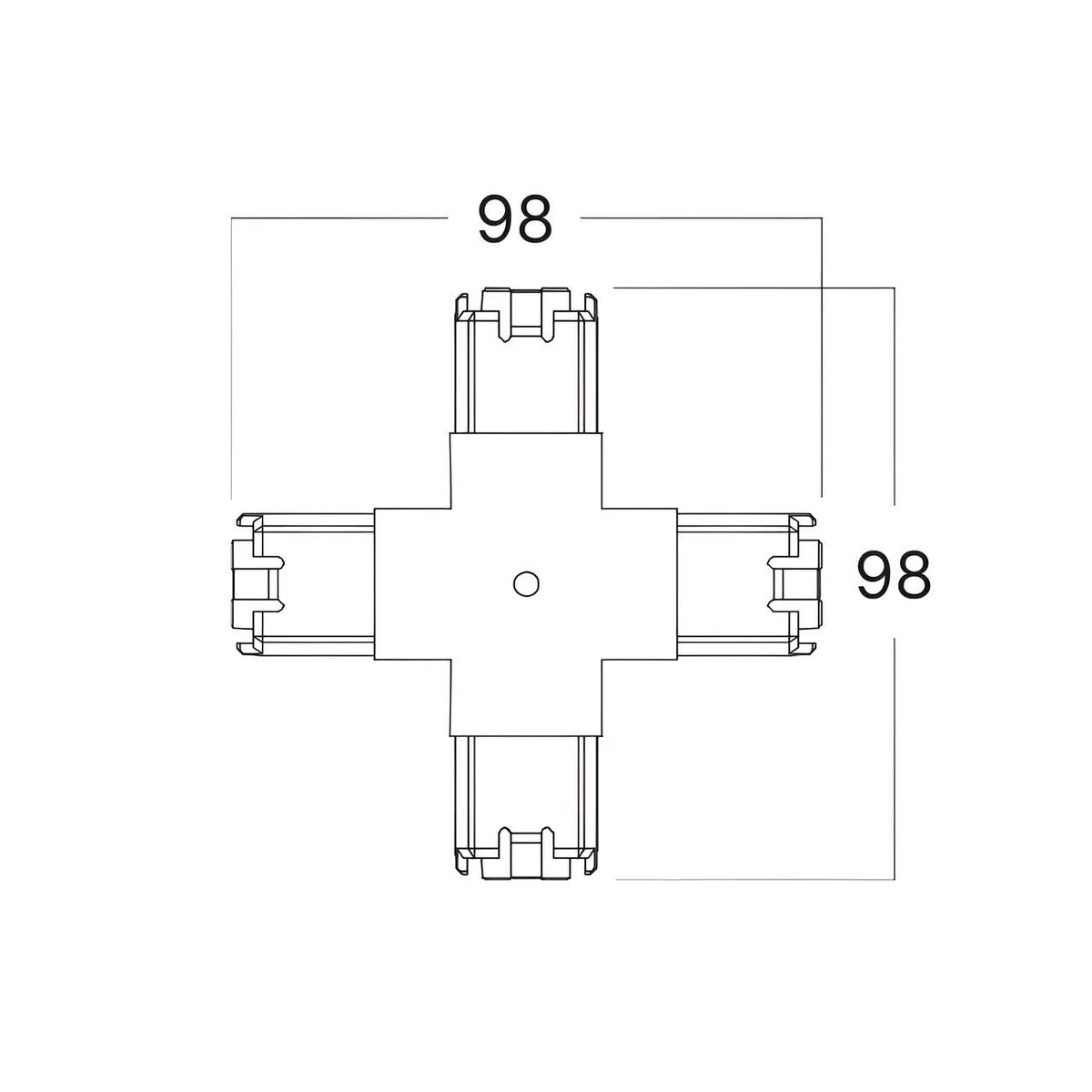 Conector HEGZA Forma Cruce pentru 4 x Corp Liniar Hexagonal LED