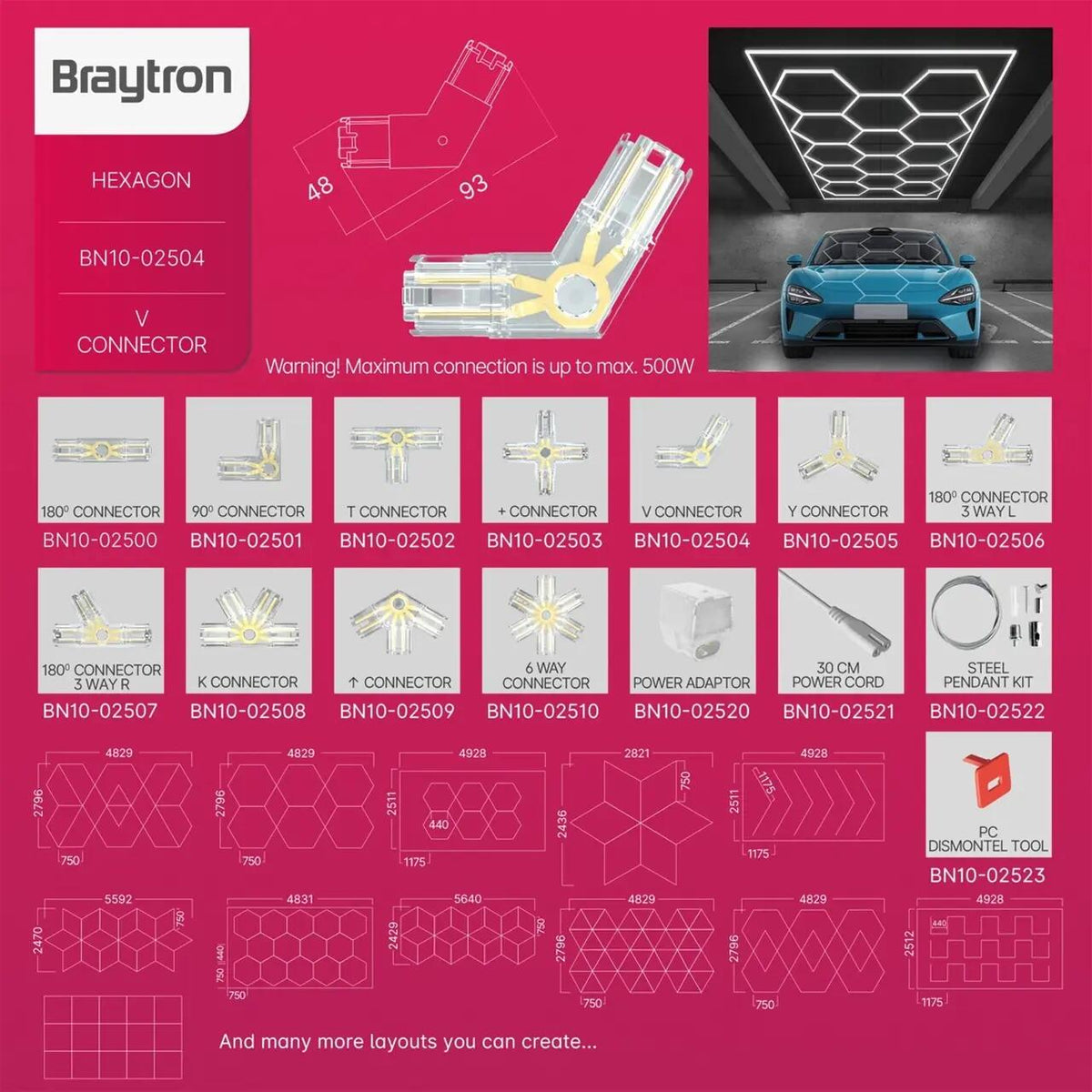 Conector HEGZA 120° pentru 2 x Corp Liniar Hexagonal LED