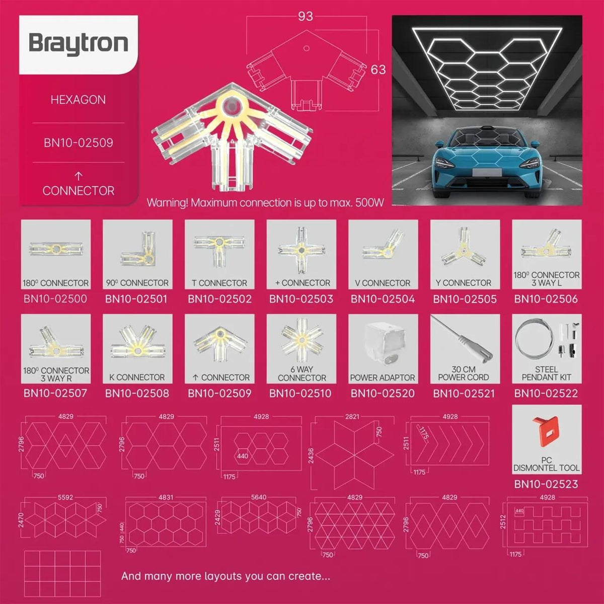Conector HEGZA 60° pentru 3 x Corp Liniar Hexagonal LED