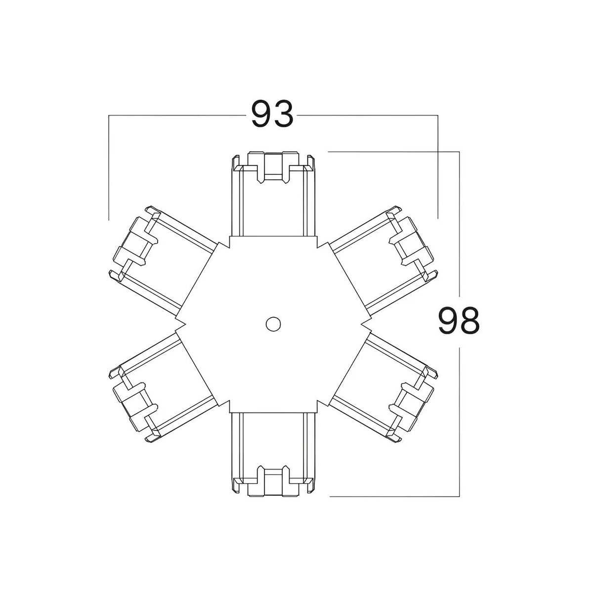 Conector HEGZA Forma Stea pentru 6 x Corp Liniar Hexagonal LED