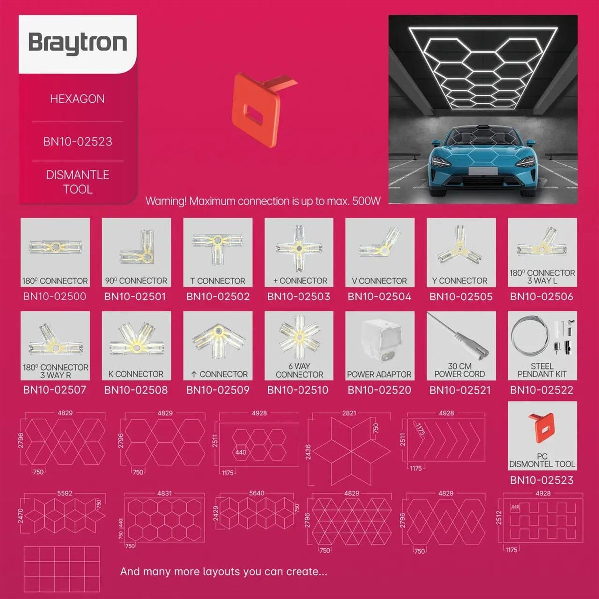 Piese de Demontat HEGZA G1 pentru Corp Liniar Hexagonal LED