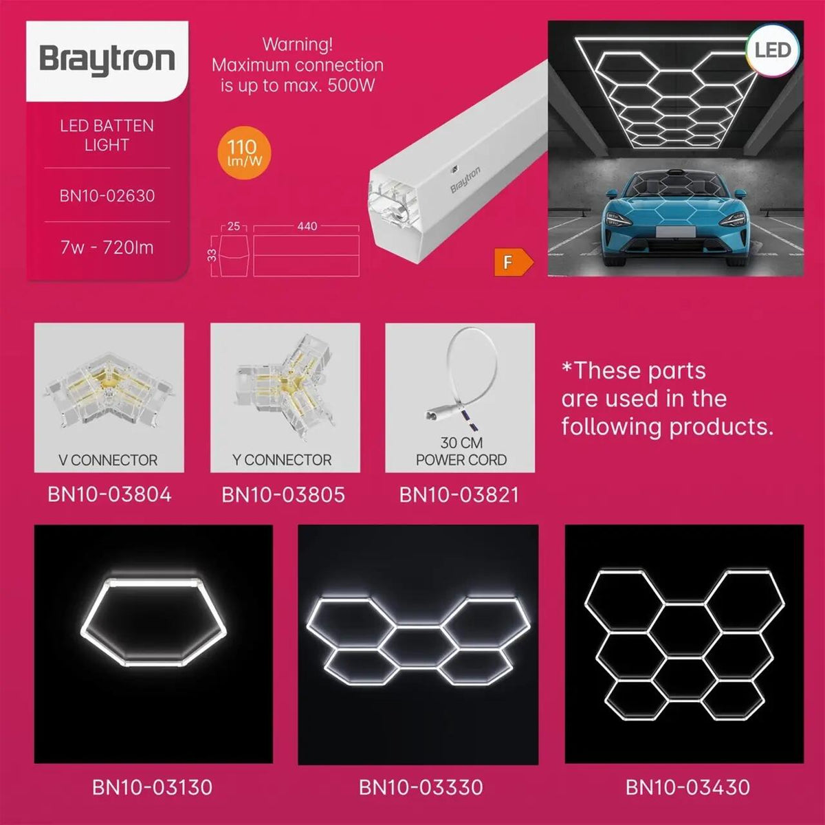 Conector HEGZA G2 120° Forma V pentru 2 x Corp Liniar Hexagonal LED