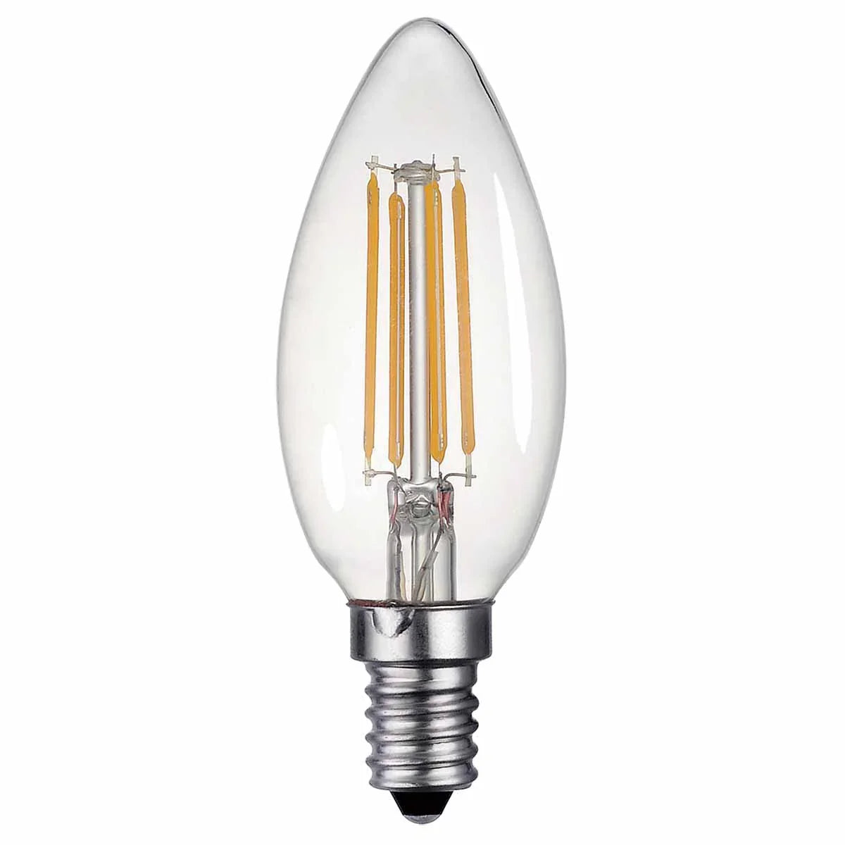 Bec LED E14 4W C35, 480lm, Filament Lumanare Transparent
