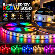 Banda LED 12V - RGBW 5050 60 SMD-ML Interior RGB+Alb Cald - rola 5 metri