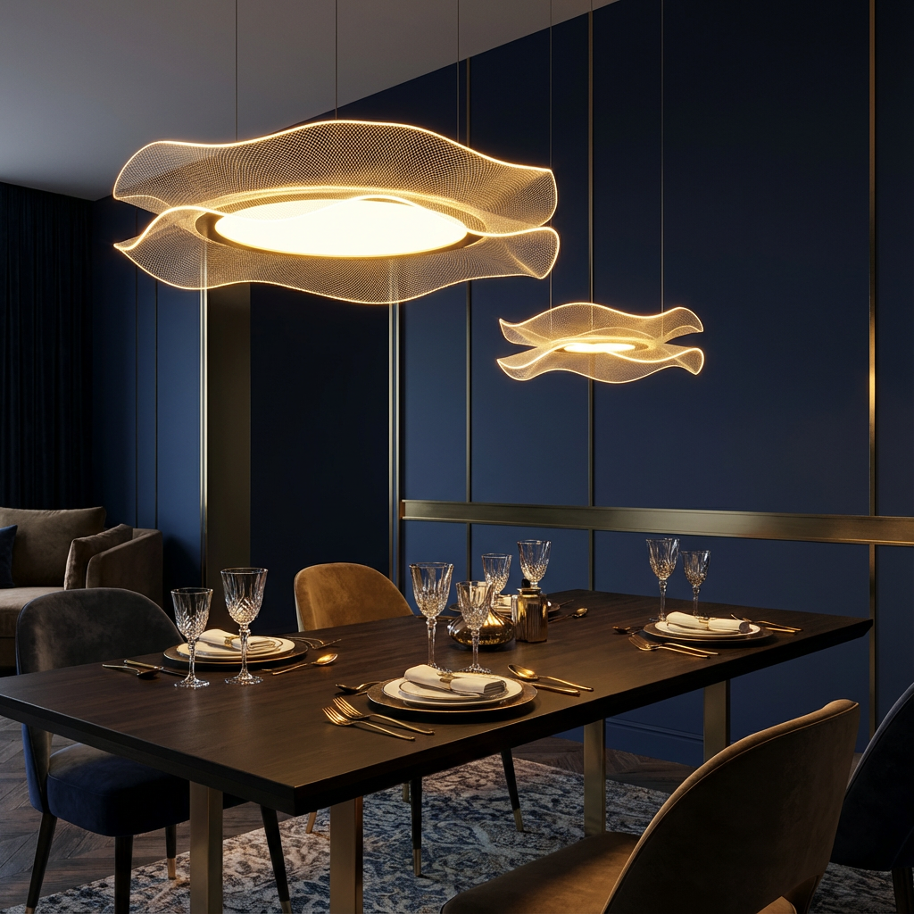 Lustra LED Golden Ripple Duo 2 Segmente Echivalent 400W Telecomanda