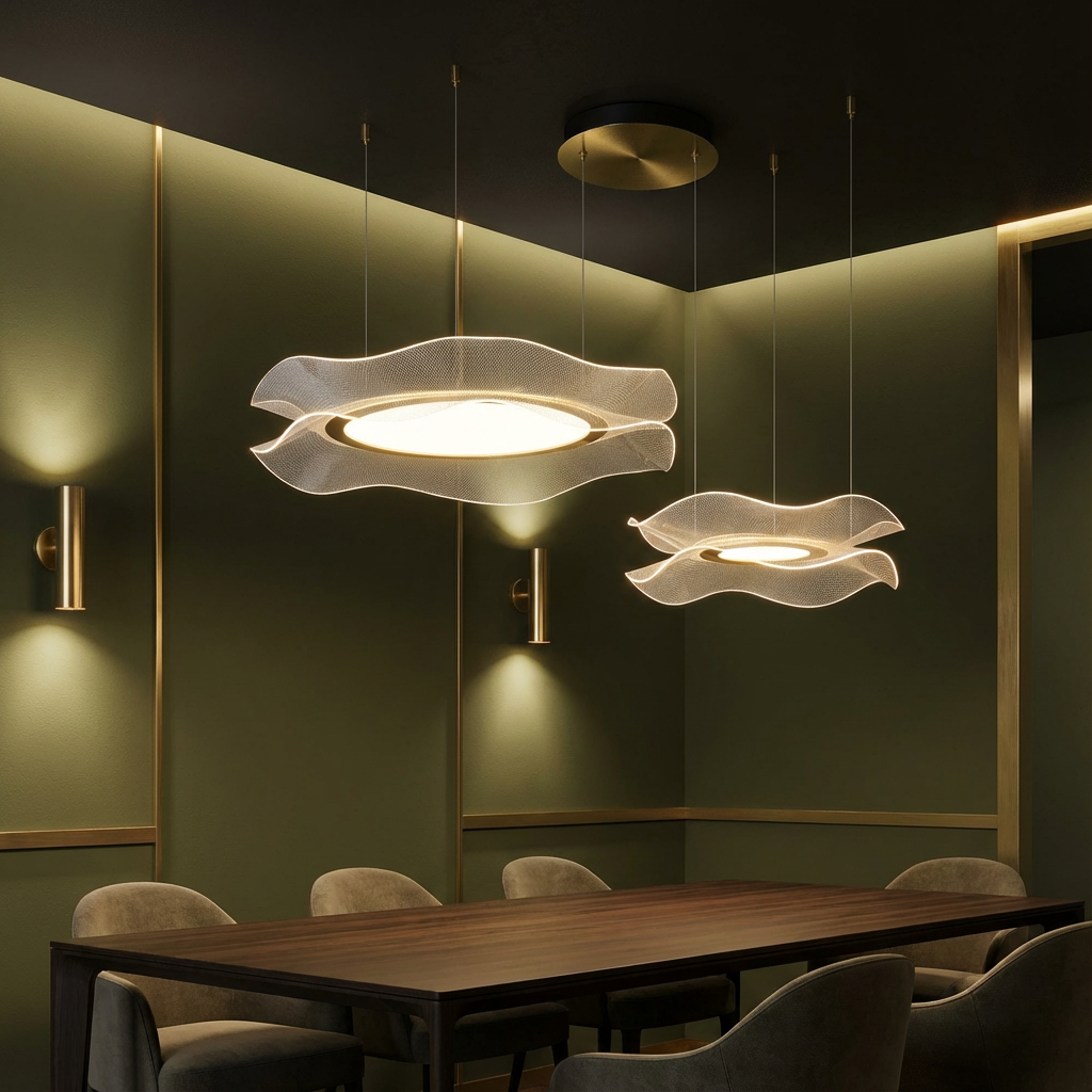 Lustra LED Golden Ripple Duo 2 Segmente Echivalent 400W Telecomanda