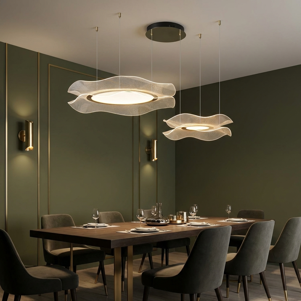 Lustra LED Golden Ripple Duo 2 Segmente Echivalent 400W Telecomanda