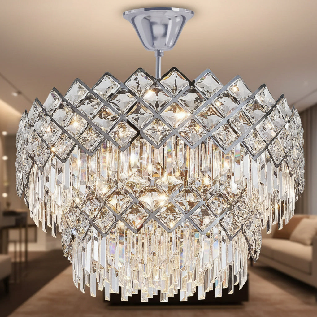 Candelabru Cristal Yanni Silver Deluxe Double Level