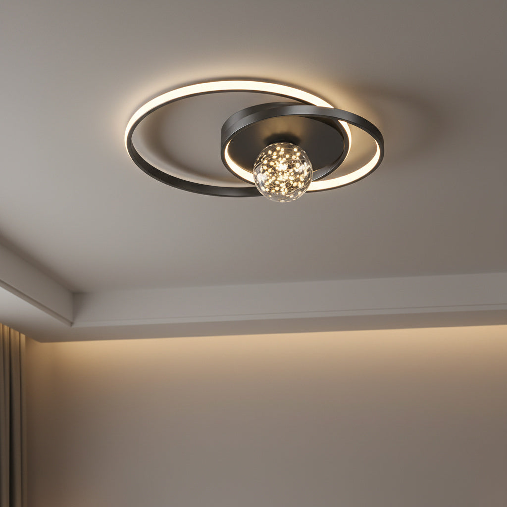 Lustra LED Enigma BLACK Telecomanda Echivalent 300W