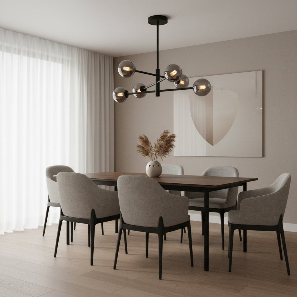 Lustra GOLO Black Abajur Fumuriu 6xE27