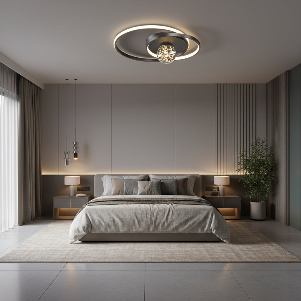 Lustra LED Enigma BLACK Telecomanda Echivalent 300W