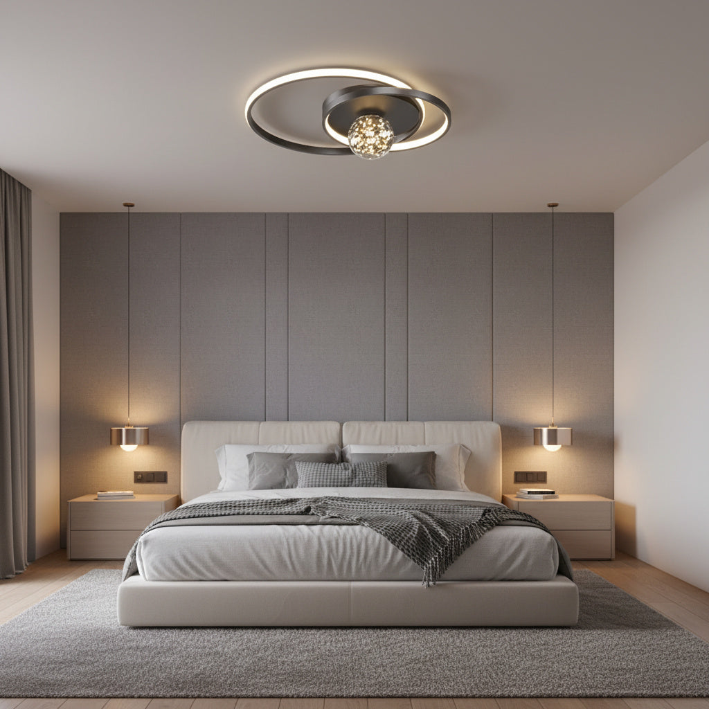 Lustra LED Enigma BLACK Telecomanda Echivalent 300W