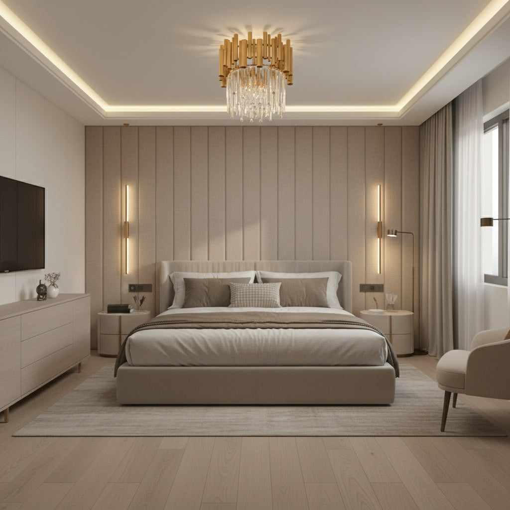 Candelabru Cristal Aplicat Rotund Golden Tubes Luxury 40CM