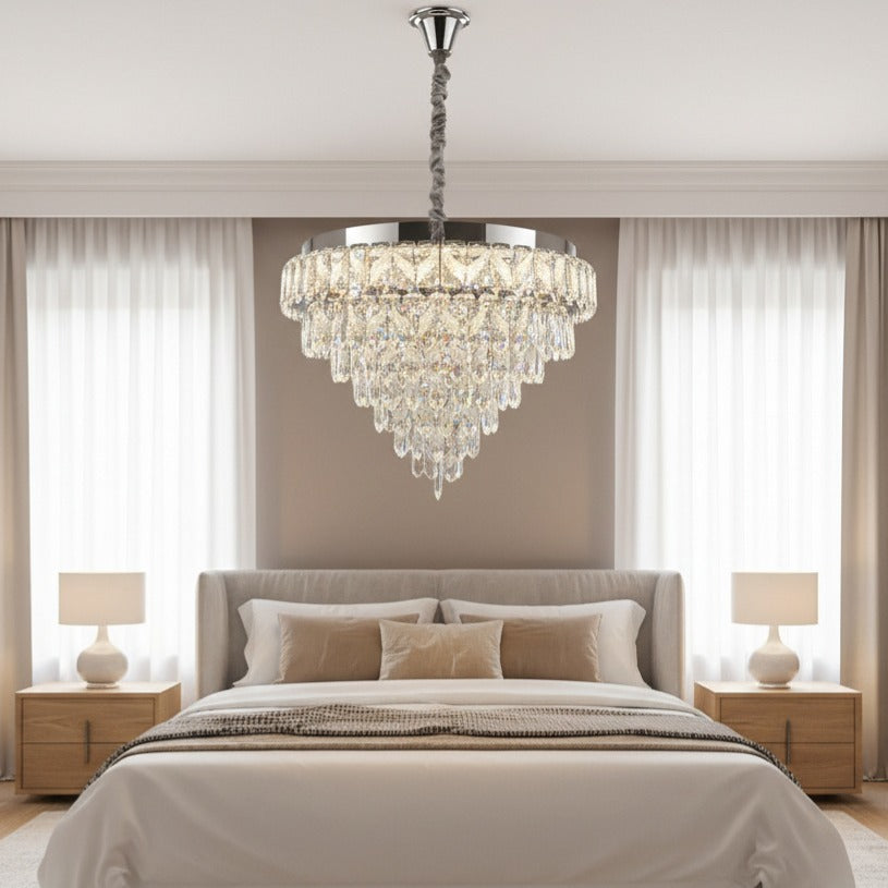 Candelabru LED JEHO Cristal Silver ⌀30CM Echivalent 400W Telecomanda