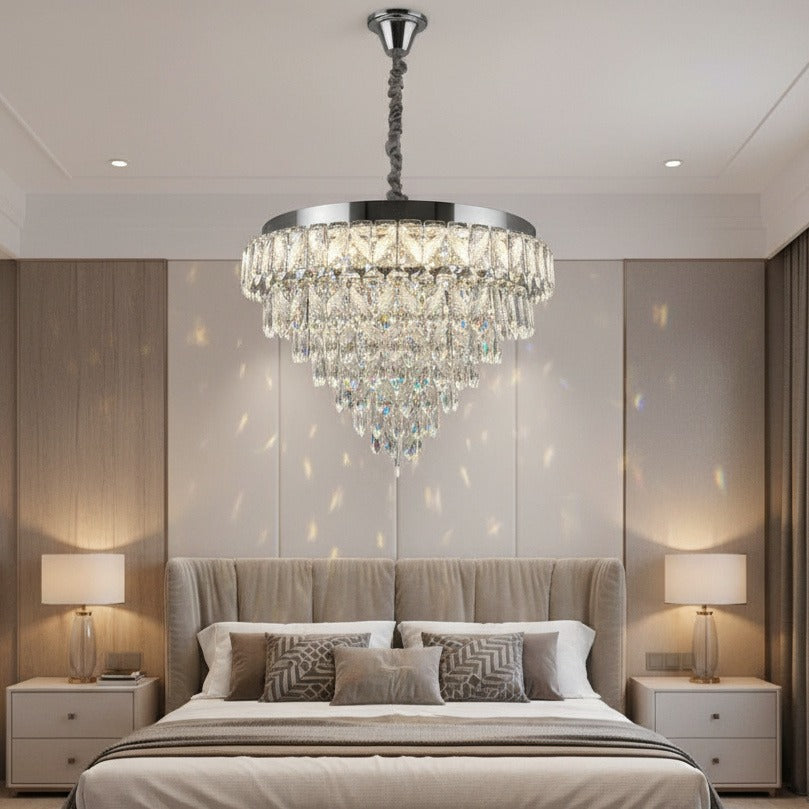 Candelabru LED JEHO Cristal Silver ⌀30CM Echivalent 400W Telecomanda