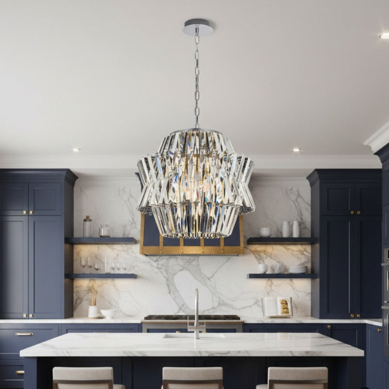 Candelabru Cristal Mini Crown Silver Premium ⌀34CM