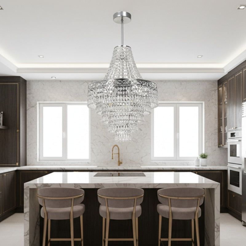 Candelabru Cristal Coral Silver Premium ⌀36CM