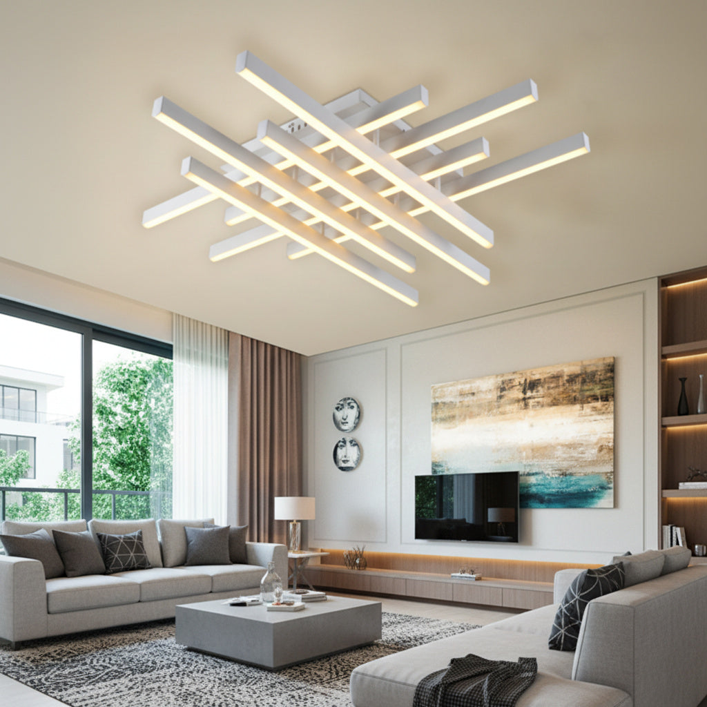 Lustra LED 8 LINES Design Alba Echivalent 800W Telecomanda