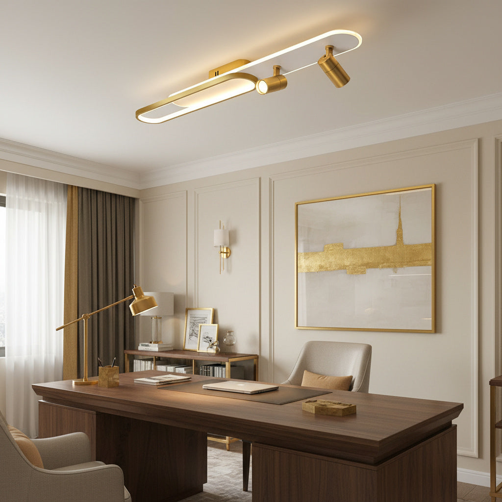 Aplica LED Cu Spoturi 100cm Alb+Auriu Echivalent 300W Resigilat R3