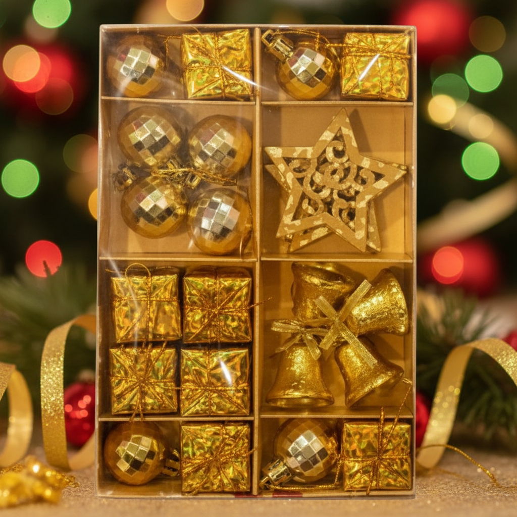 Set 24 Decoratiuni Aurii Pentru Impodobit Bradul