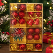 Set 24 Decoratiuni Rosu Auriu Pentru Impodobit Bradul