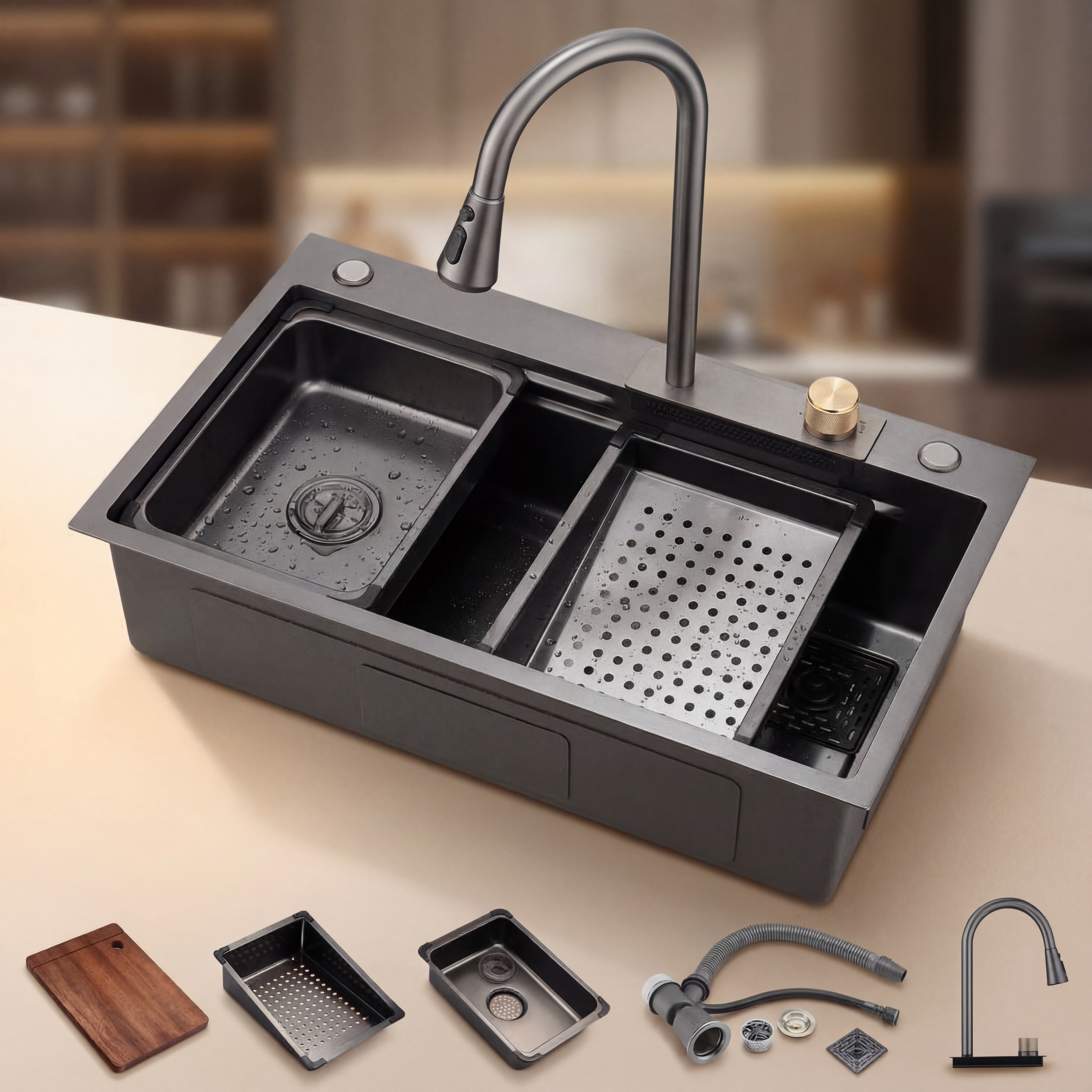 Chiuveta Bucatarie Premium Gri Inchis 75x46x22CM