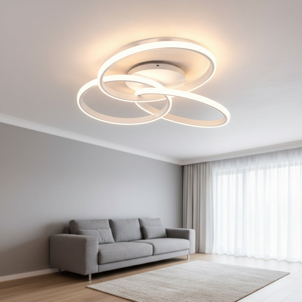 Lustra LED Three RINGS White Echivalent 400W cu Telecomanda Resigilat R4