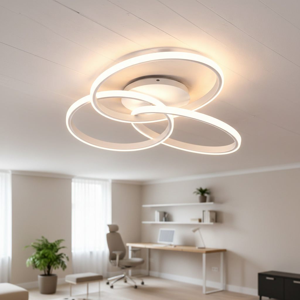 Lustra LED Three RINGS White Echivalent 400W cu Telecomanda Resigilat R4
