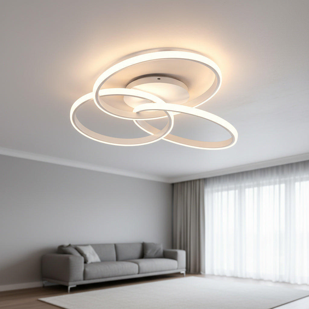 Lustra LED Three RINGS White Echivalent 400W cu Telecomanda Resigilat R4