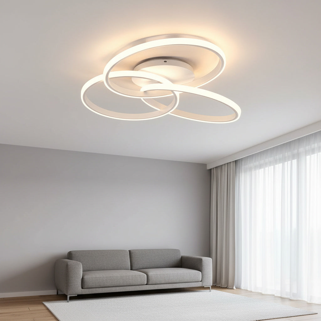 Lustra LED Three RINGS White Echivalent 400W cu Telecomanda Resigilat R4