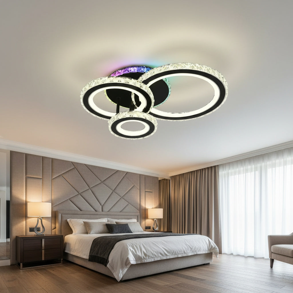 Lustra LED Cristal Ciryla Black RGB Echivalent 500W Telecomanda