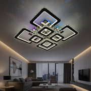 Lustra LED 4+4 Square Cristal Black Super RGB Echivalent 1000W