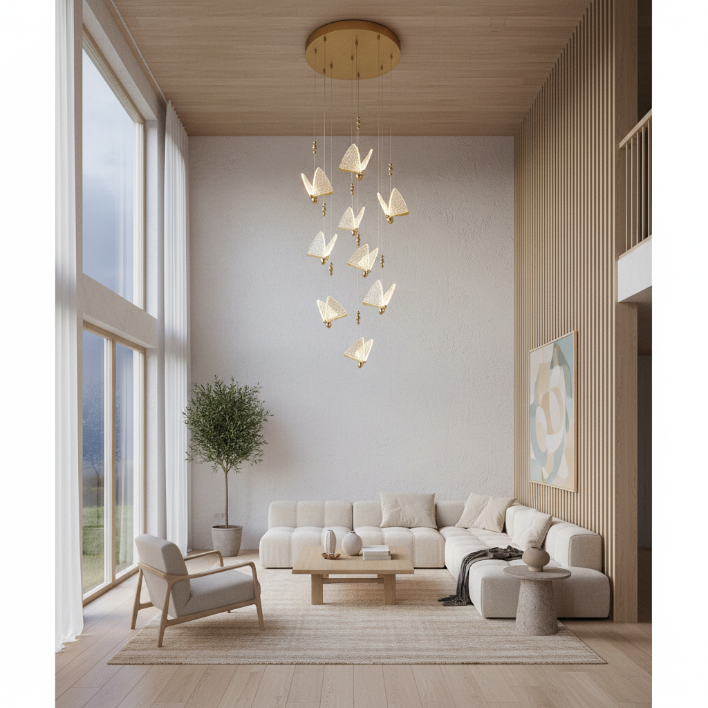 Lustra LED Luxury 9 Golden Butterflies