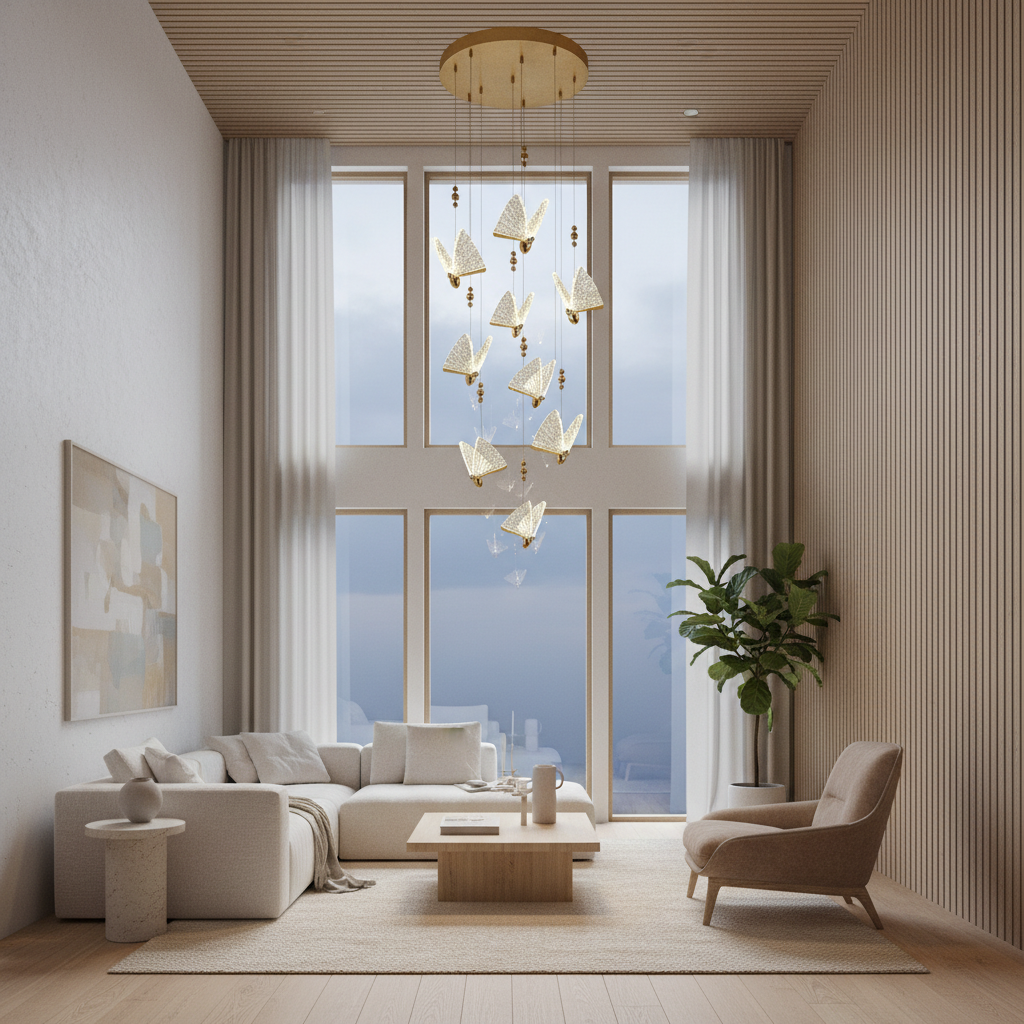 Lustra LED Luxury 9 Golden Butterflies