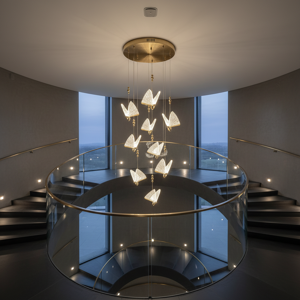 Lustra LED Luxury 9 Golden Butterflies