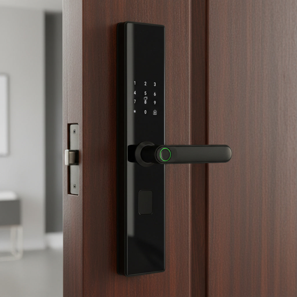 Incuietoare Smart NEO Neagra cu Amprenta Pin Card si Cheie