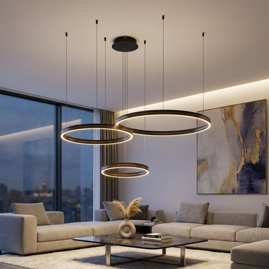 Lustra LED Suspendata Gravity Black & Gold Premium Echivalent 700W