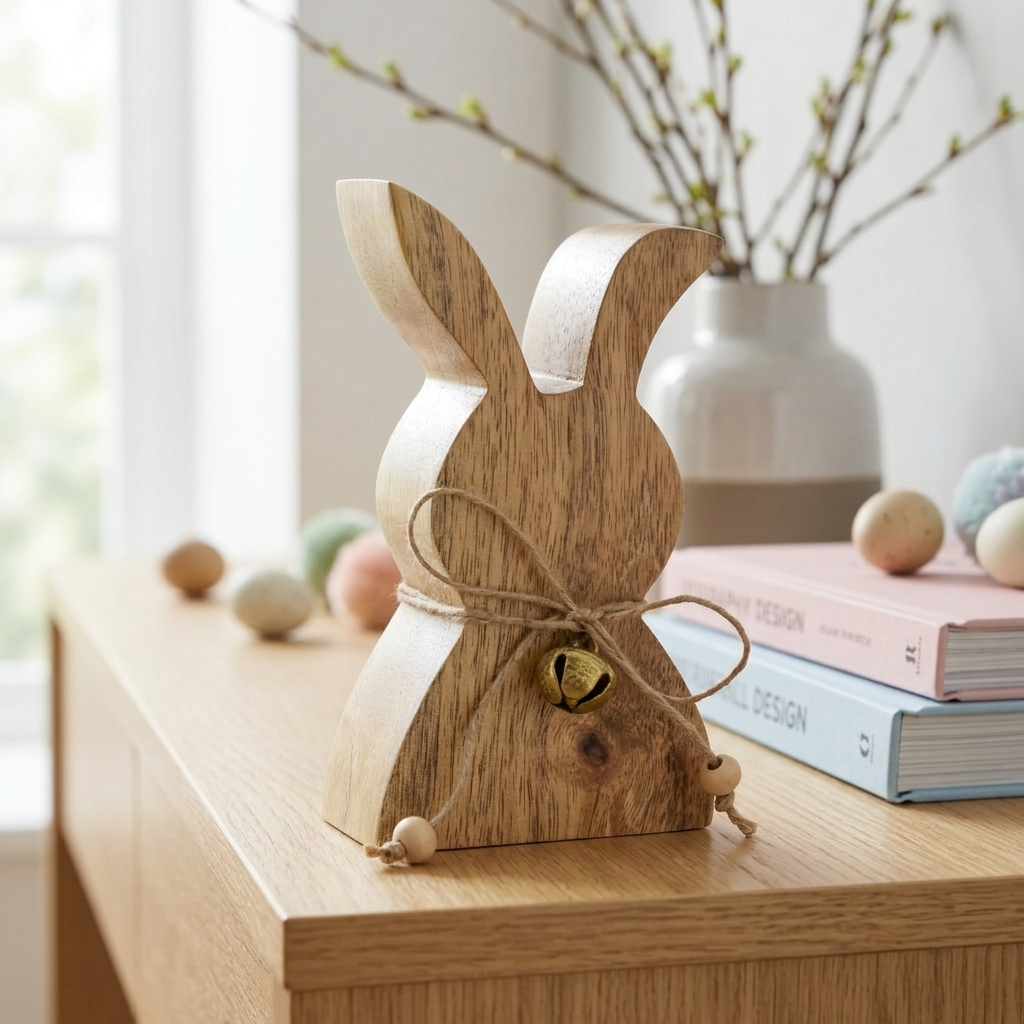 Set 12 Statuete Decorative Manambolo Bunny Wood 13CM