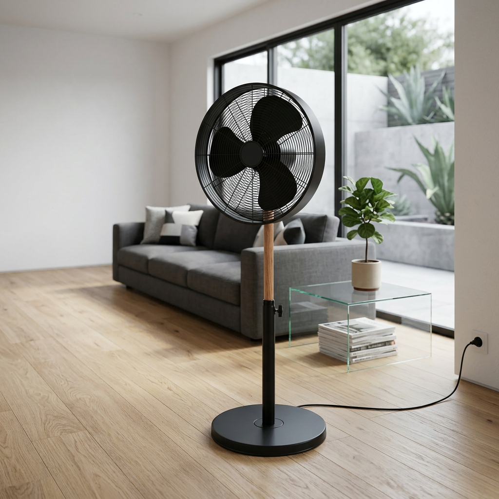 Ventilator Oscilant Viking Black & Wood cu 3 Moduri Viteza