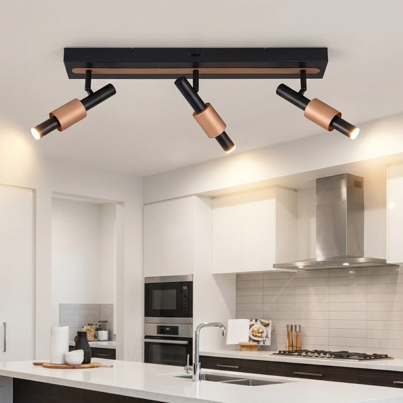 Lustra LED Premium IKARIS Black & Gold cu 3 Spoturi Reglabile