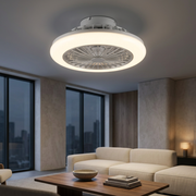 Lustra LED Stralsund White & Silver cu Ventilator si Telecomanda Premium Germany