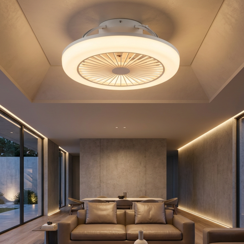 Lustra LED Mora White cu Ventilator si Telecomanda Premium Germany