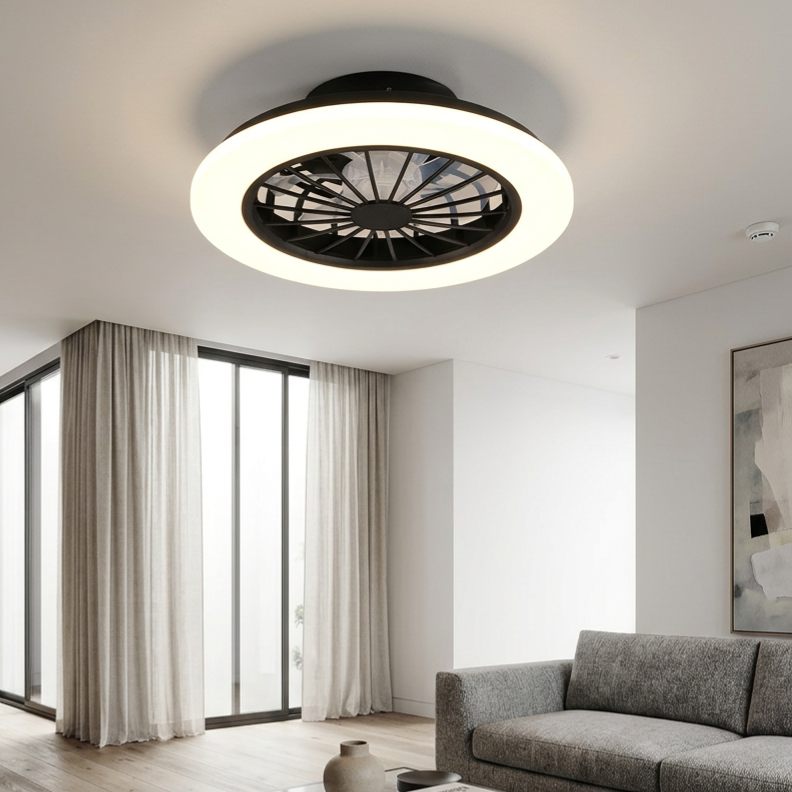 Lustra LED Rotsund Black & White cu Ventilator si Telecomanda Premium Germany